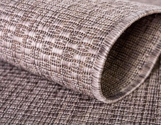 Unique Loom Collection Casual Transitional Solid Heathered Indoor/Outdoor Flatweave Area Rug (6' 1" x 9' Rectangle, Beige/Ivory)