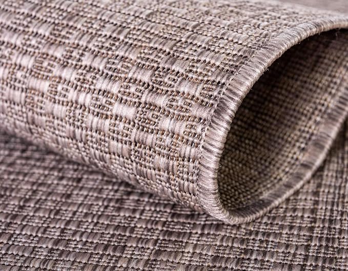Unique Loom Collection Casual Transitional Solid Heathered Indoor/Outdoor Flatweave Area Rug (4' 1" x 6' 1" Rectangle, Beige/Ivory)