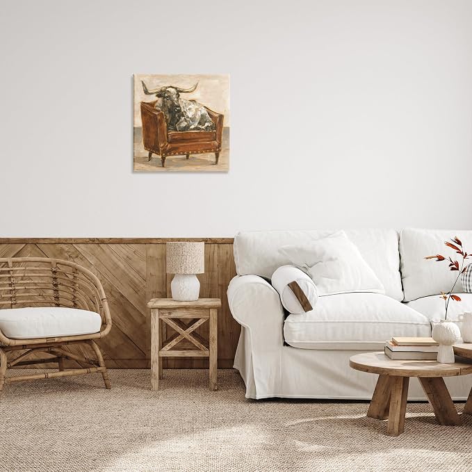 Stupell Industries Brown Cattle Country Charm, 24 x 24 Inch Canvas Wall Art | Stupell Industries | 24 x 24 Inches, Easy to Hang and Sturdy, Made in USA, by Ethan Harper