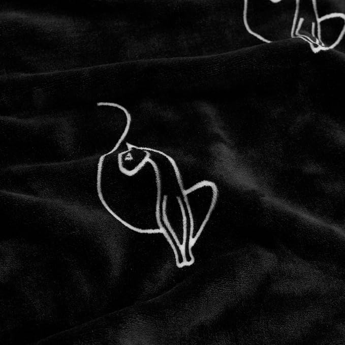 Baby Phat Oversized Plush Throw Blanket 60" x 70", Skinny Cat Black