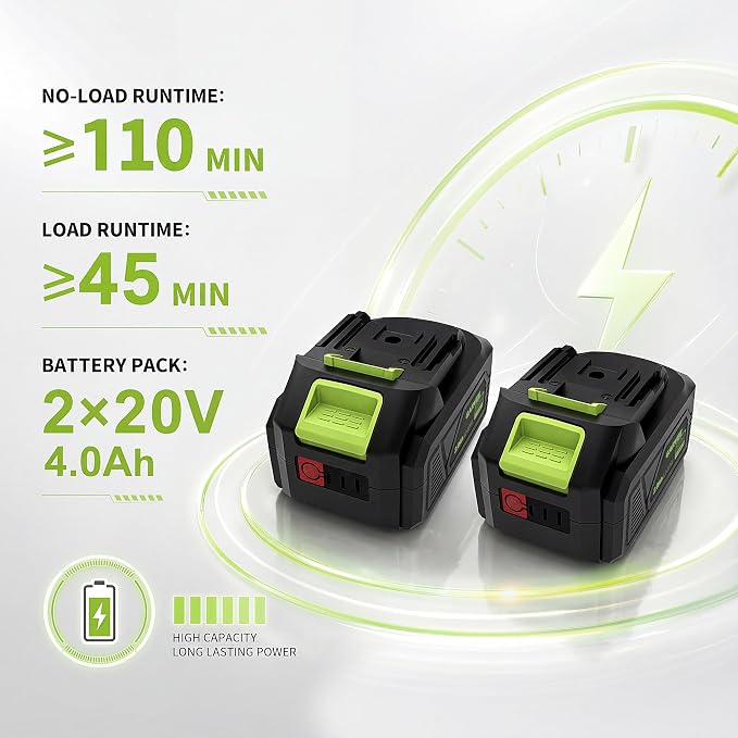 Garvee Cordless Lawn Mower, 17-Inch Battery Powered Electric Push Mower, 2-in-1 Mulching & Bagging, 6 Cutting Heights, 40L Grass Bag, Lightweight Walk-Behind Mower for Small to Medium Yards, Green