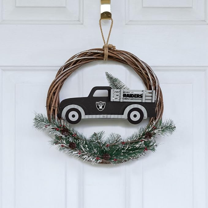 FOCO NFL Unisex-Adult NFL Team Logo Holiday Wreath with Truck