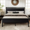 Allewie Queen Size Bed Frame, Heavy Duty 12 Metal Slats Support, Black Oak | Wooden Headboard and Footboard, Modern Platform Bed, No Box Spring Needed, Under-Bed Storage, Noise Free, Easy Assembly