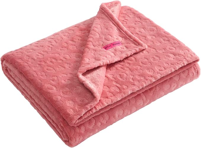 Betsey Johnson - Reversible Plush Throw 50x70, Blanket for Bed or Couch | Soft Plush Fabric, Cozy Warmth, Leopard Print Design, 50x70 Size, Machine Washable