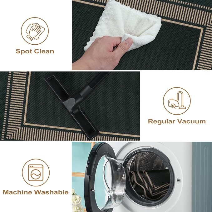 Modern Easy Jute 3x5 Outdoor Patio Rug, Black Washable Rugs for Entryway Indoor Kitchen Rugs, Farmhouse Neutral Non Slip Carpet for Living Room Backyard