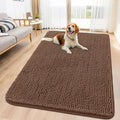 Smiry Dog Door Mat for Muddy Paws 59x35, Absorbent Dirt Trapper, Non-Slip Washable Chenille Entryway Rug for Inside Floor, Mocha, Classic Solid