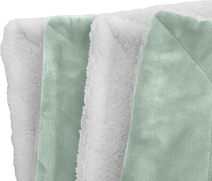 Elegant Comfort Luxury Ultra-Plush Velvet Touch Fleece Throw Soft, Warm, Cozy| Micromink Sherpa-Backing Reversible Blanket for Bed, Sofa and Couch, Solid Mint Green