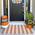 OJIA Front Door Rug 24"x51" Outdoor Door Mat Striped Porch Rug Fall Decor | Washable Front Door Mat Outside Entrance Small Area Rug Cotton Woven Carpet for Porch Kitchen Entryway Patio Orange/White