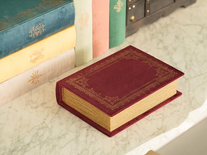Vintiquewise Decorative Vintage Book Shaped Trinket Storage Box - Red