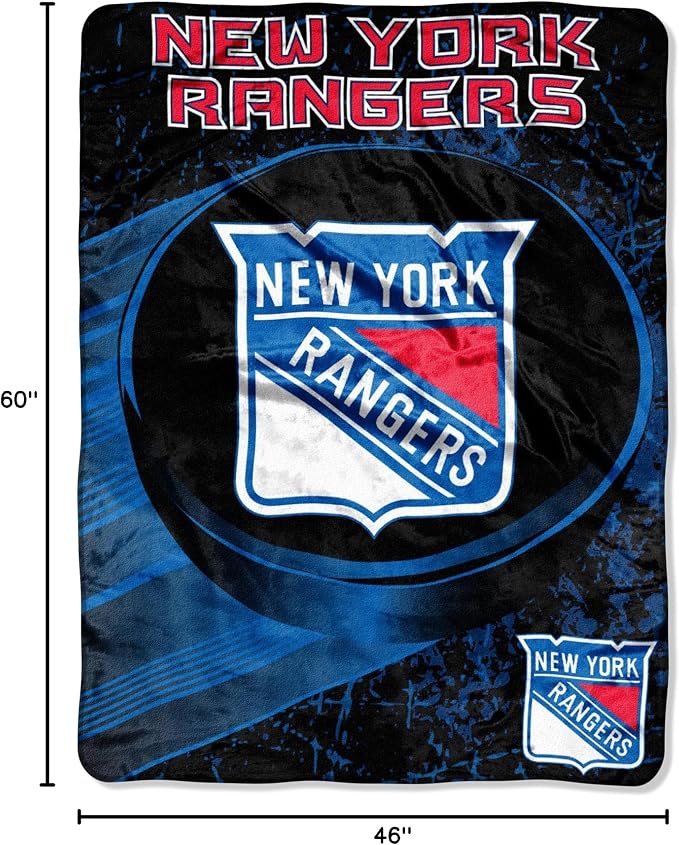 Northwest NHL New York Rangers Unisex-Adult Micro Raschel Throw Blanket, 46" x 60", Ice Dash