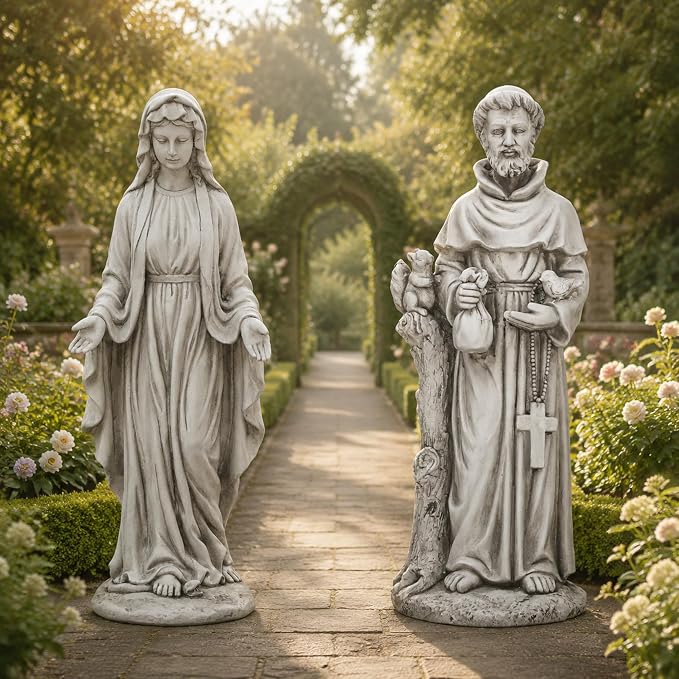 Virgin Mary Statue Outdoor, Large 30 Inch Religious Garden Statue | Blessed Catholic Praying Statue, Durable Weather MGO Stone Sculptures, for Home,Yard,Patio,Forch, Brings Peaceful Blessings