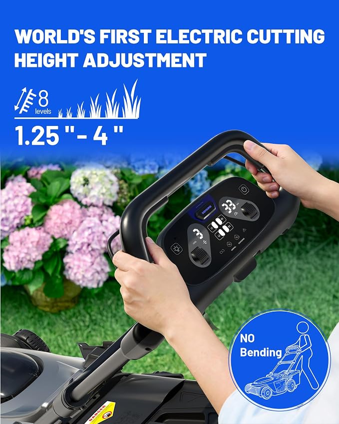 Litheli 21" Electric Lawn Mower Cordless, Self-Propelled Electric Mower with 40V Brushless Motor, Battery Powered Lawn Mower 2×8.0Ah Batteries and Rapid Charger Included
