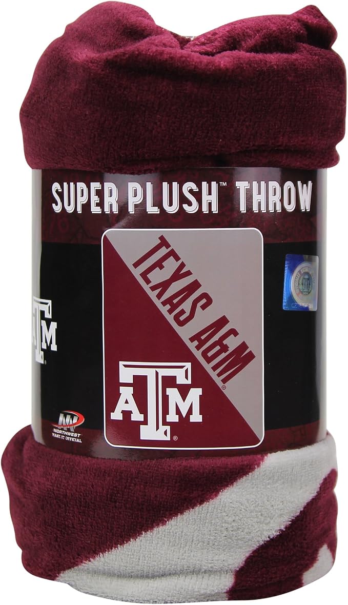Northwest NCAA Texas A&M Aggies Unisex-Adult Micro Raschel Throw Blanket, 46" x 60", Halftone
