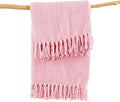 Home Soft Things Pink Throw Blanket Knitted Tweed Throw 60'' x 80'', Candy Pink, Super Soft Cozy Warm Comfortable Breathable Throw for Living Room Chair Couch Bed Sofa Bedroom Décor