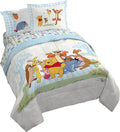 Disney Winnie The Pooh Queen Comforter Set 7 Piece Kids Bedding, White | Piglet Tigger, Bed in a Bag, Comforter Sheets Shams Pillowcases, Official Brand, Soft Microfiber, Machine Washable, Kids Gift