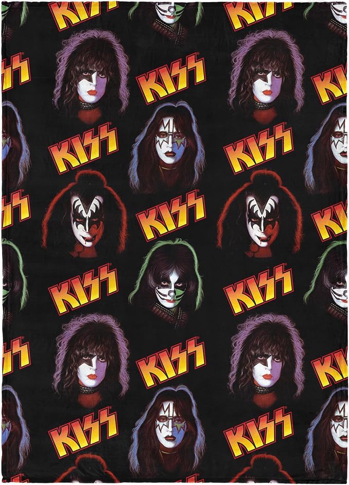 Northwest KISS Portraits Throw Blanket, Oversized Rock and Roll Silk Touch Throw 50x70, Ultra-Soft Lightweight Fleece, Rock Band Music Decor