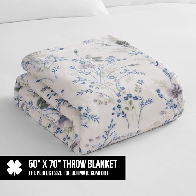 Lucky Brand Wildflower Purple Floral 50"x70" Cozy Plush Blanket - Premium Microfiber Throw for Luxurious Comfort and Style