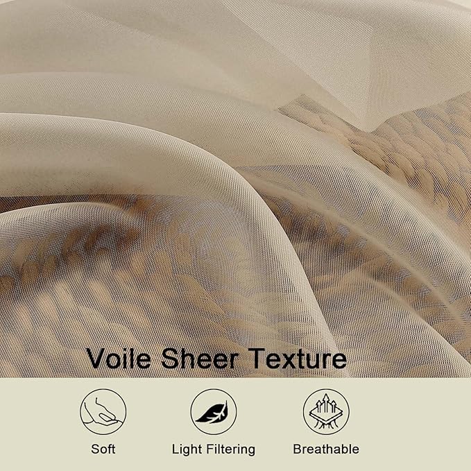 Cafe Curtains 36 Inch Length Tier 2 Pieces, Modern Soft Airy Sheer Kitchen - Image 3