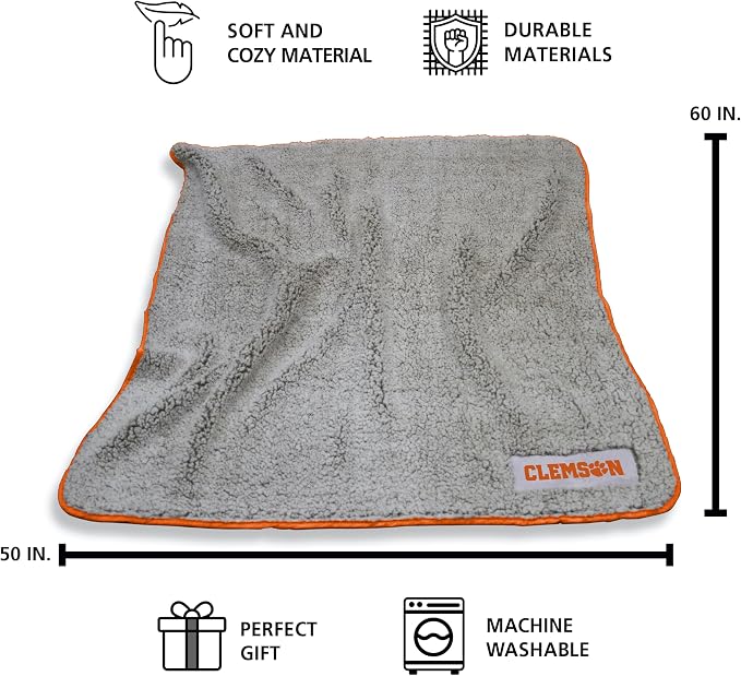 Logo Brands NCAA Frosty Fleece Blanket (50" x 60") – Soft & Warm Sherpa Material with Team Logo, Team Color Trim, Great Gift for Alumni & Students