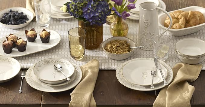 Lenox Homespun Ceramic Water Pitcher, 82oz | thistle design, dishwasher safe | table and home decor | 9 inch, 82oz, gift for women, kitchen decor