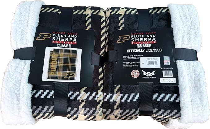 NCAA Purdue Boilermakers Playmaker Plaid Ultra Cozy Sherpa Throw