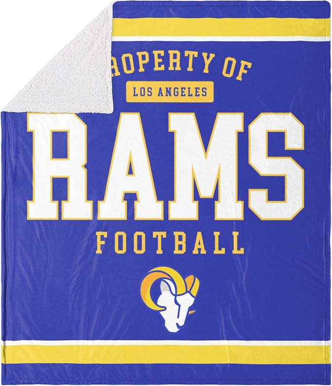 FOCO Los Angeles Rams NFL Team Property Of Sherpa Fleece Blanket