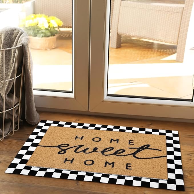 Tinideya 2 Pcs Door Mat Welcome Non Slip Coir Mats Floor Layering Doormats Seasonal for Front Porch Entryway Decor(Home Sweet)