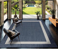 CAMILSON Outdoor Rug 9x12, Large Modern Outside Rugs for Patios Porches Waterproof Durable Washable Non-Shedding, Easy-to-Clean Indoor Outdoor Area Carpet (9 x 12, Bordered - Blue/White)