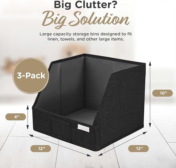 VIVIDECOR Open Front Trapezoid Closet Bins, Closet Shelf Organizer, 3 Pack