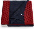 Tommy Hilfiger - Oversized Knit Throw Blanket, 50" x 70", Soft Throw Blanket for Couch or Bed, Cozy Bedding for Year Round (Mixed Knit Flag Blue)