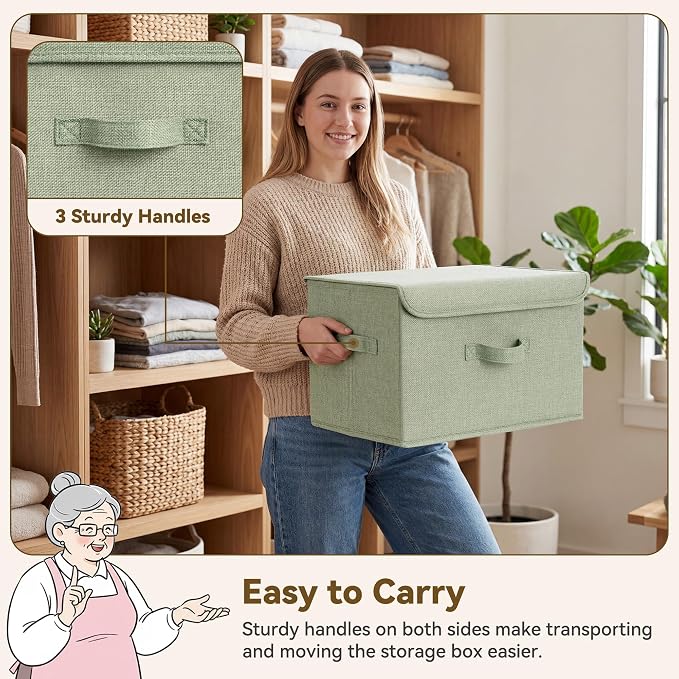 GRANNY SAYS Storage Bins with Lids, Decorative Storage Boxes, Shelf Baskets, Closet Storage Bins for Clothing, Collapsible Storage and Organization, Mixed Color Storage Bins, Large, 4-Pack