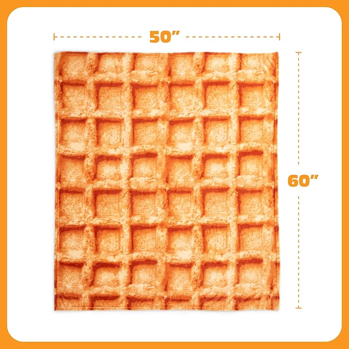 Cozy Concepts Co. Waffle Blanket by Relatable, Breakfast Throw Blanket | Back to School Gift or Dorm Decor for Teens, 65” Soft Fleece Blanket