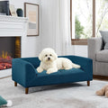 Dog Sofa Couch for Medium Dogs, Memory Foam Dog Sofa Bed, Modern Elevated Pet Couch Bed with Wooden Legs, Blue
