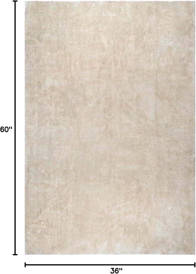 nuLOOM Loni Cream Solid Washable Area Rug, 3' x 5'