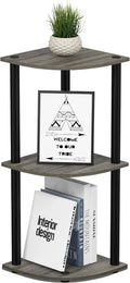Furinno TURN-N-TUBE Corner Shelf, 3-Tier Corner Bookshelf, Display Storage Shelves with Open Shelves, for Organization and Storage, Living Room, Home Office, Garage, French Oak