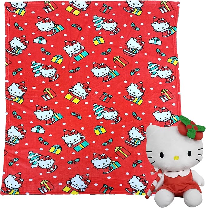 Hello Kitty Gifty Kitty Character Hugger Pillow & Silk Touch Throw Blanket Set 40x50 Inches