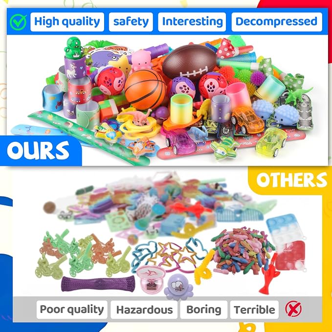 Amy & Benton 200PCS Party Favors for Kids 4-8 Goodie Bags Stuffers,Prize Box Toys for Kids Classroom,Toddler Bulk Fidget Toys Pinata Fillers,Classroom Birthday Gift Carnival Prizes Rewards