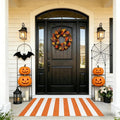 Striped Outdoor Rug 3' x 5' Orange and White Front Door Mat, Halloween Layering Rug for Porch, Washable Doormat, Cotton Area Rug for Outdoor Entrance Entryway Patio Porch Decor