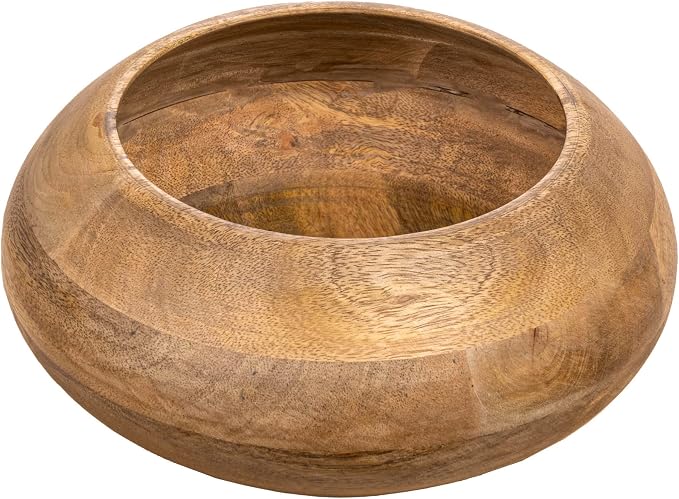 Bloomingville Modern Round Wood Bowl, Natural Finish