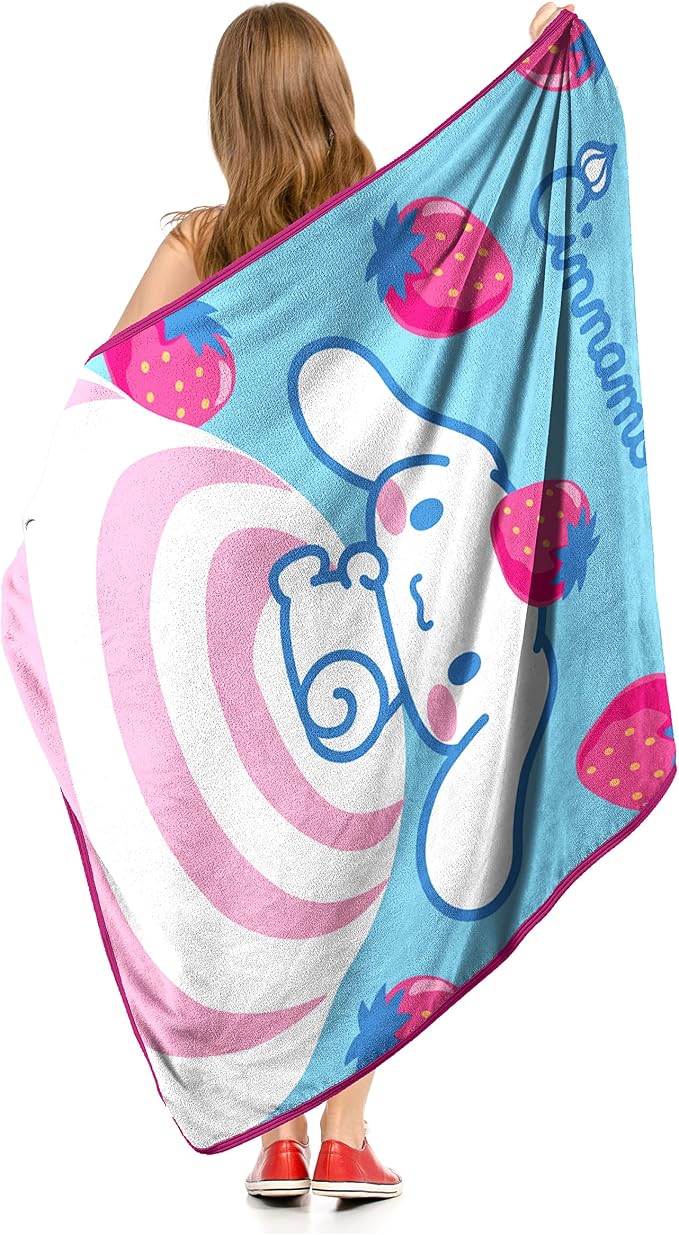 Northwest Cinnamoroll Micro Raschel Throw Blanket, 46" x 60", Strawberry Bun