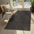 Lahome Black 3x5 Washable Rug, Neutral Easy Jute Entryway Front Porch Rug | Farmhouse Geometric Rhombus Non Slip Non Shedding Carpet for Kitchen Entrance Balcony