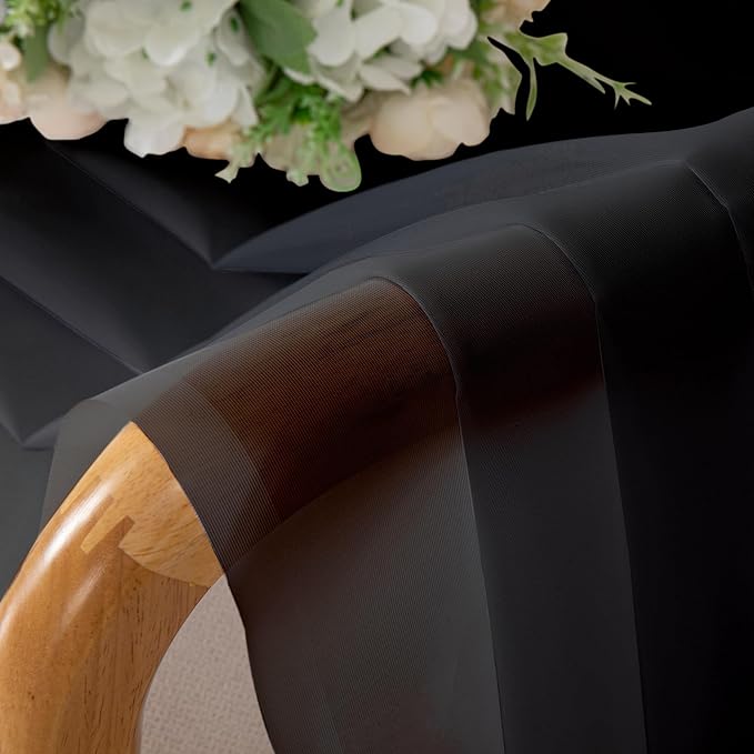 Lecloud Black Sheer Curtains 68 Inch Length 2 Pcs, Light Filtering Rod Pockets Window Curtains for Bedroom, Soft Voile Solid Home Drapes for Living Room Bathroom Loft, Each Panel 42" W x 68" L