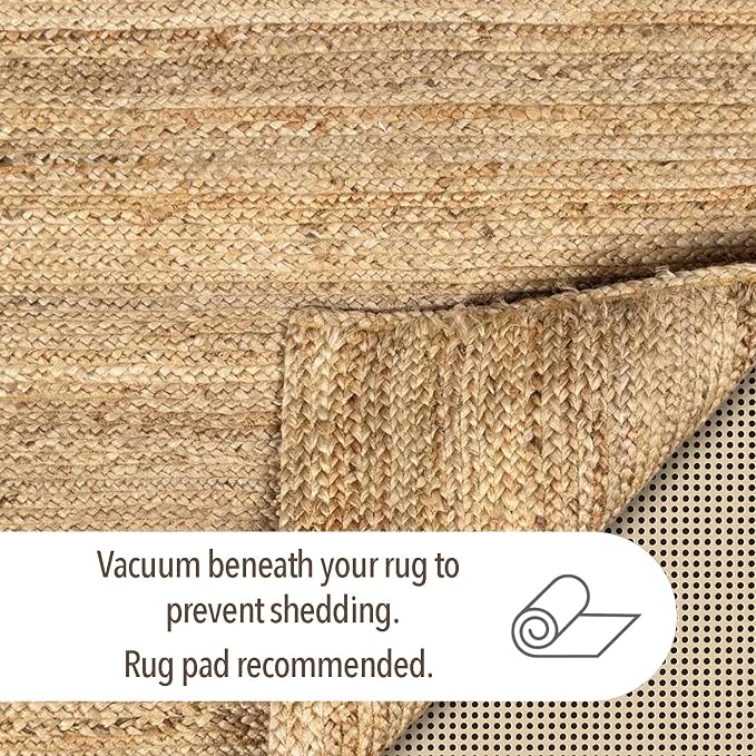Chardin home Hand Woven Natural Jute Braided Rug – 4' Round | Rustic Boho Farmhouse Reversible Accent Rug for Entryway, Kitchen, Nursery, Dining Room, Study, or Patio | Solid Natural Fiber Rug