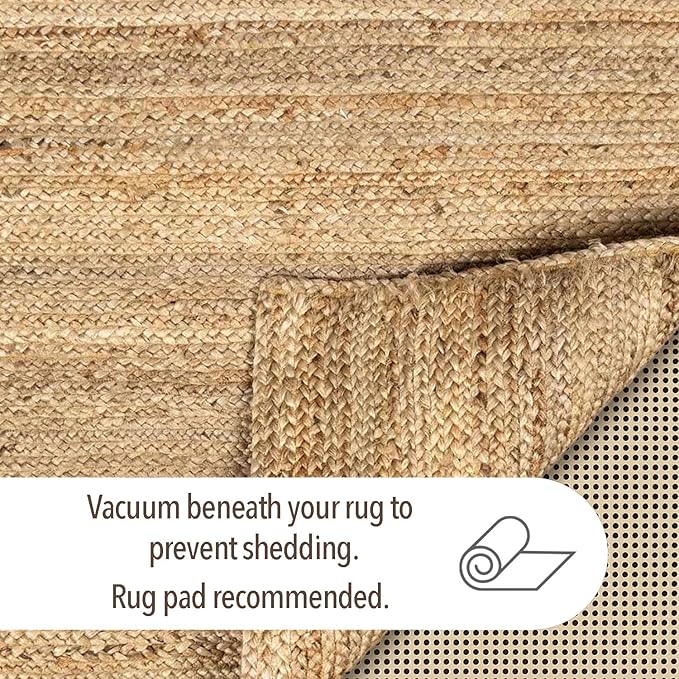 Chardin home Hand Woven Natural Jute Braided Area Rug – 3x5 Feet Oval | Vintage Boho Reversible Rug for Living Room, Bedroom, Dining Area, Entryway | Farmhouse Natural Fiber Floor Covering