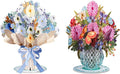 HugePop Flower Bouquet Pop Up Cards 2 Pack - Includes 1 Magical Flower Bouquet and 1 Spring Flower Bouquet, Gift For Mothers Day, Birthday, Valentines Day, All Occasions - Jumbo 10" x 14" Card