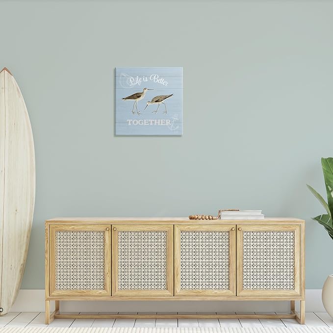Coastal Sandpiper Love Nautical, 24 x 24 Inch Canvas Wall Art | Stupell Industries · By Katie Pertiet · Ready to hang · Charming gift for coastal spaces · Made in USA