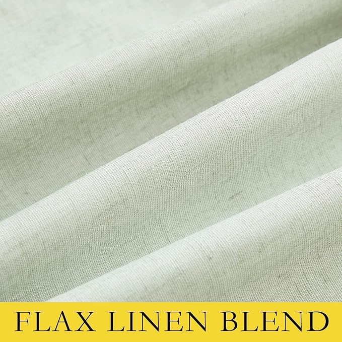 NICETOWN Sage Green Linen Blackout Curtains for Night Shift, Great Job, Set of 2, 42" by 45", Short Kitchen Burlap Linen 100% Blackout Drape Panels with Bronze Grommets for Blocking Light