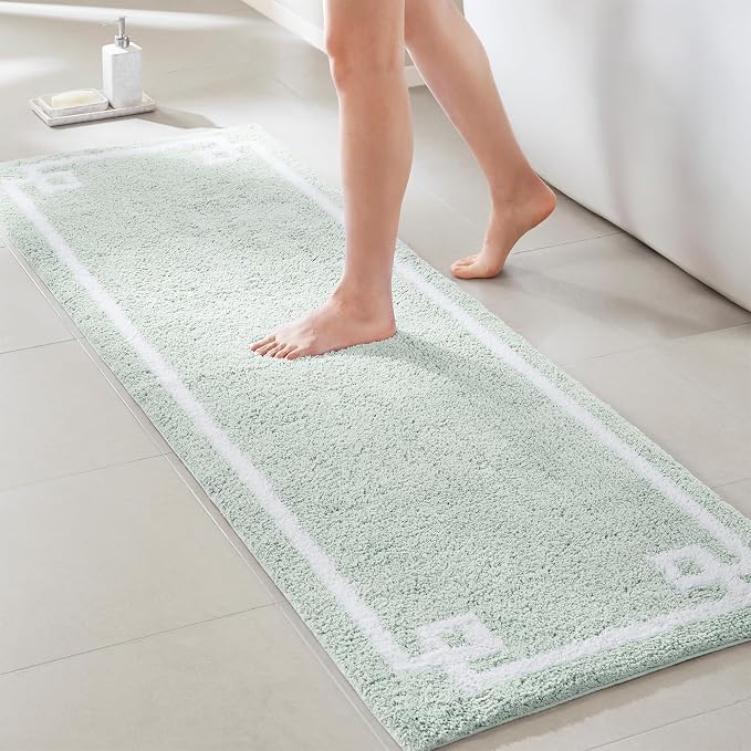 Madison Park Evan 100% Cotton Bathroom Rug Non Slip Backing-Luxrurious Tufted Plush Bath Mat Absorbent, Quick Dry, Spa Design Shower Room Décor, 20x30, Seafoam (Pack of 2)