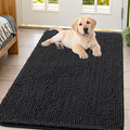 Smiry Dog Door Mat for Muddy Paws 47x32, Absorbent Dirt Trapper, Non-Slip Washable Chenille Entryway Rug for Inside Floor, Black, Classic Solid