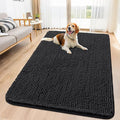 Smiry Dog Door Mat for Muddy Paws 59x35, Absorbent Dirt Trapper, Non-Slip Washable Chenille Entryway Rug for Inside Floor, Black, Classic Solid